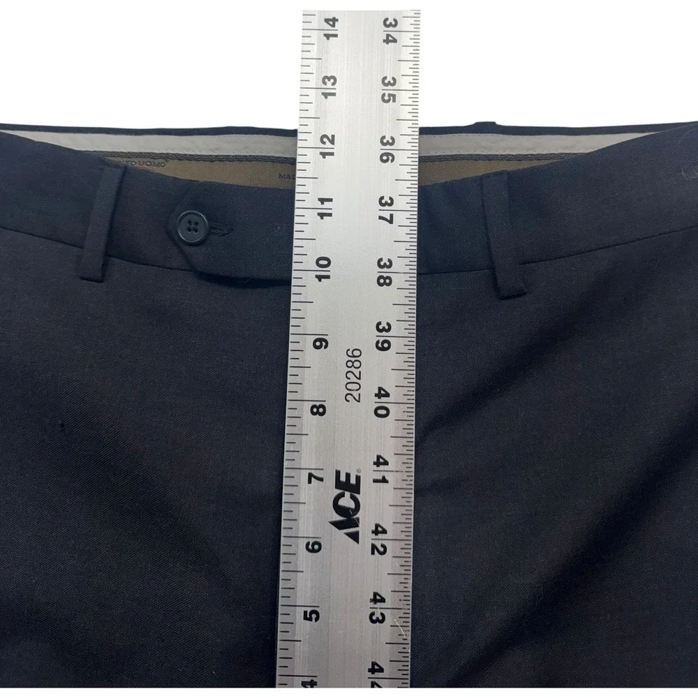 Pronto Uomo Italy 31x30 Charcoal Dress Pants Trousers Flat Front 100% Wool Mens